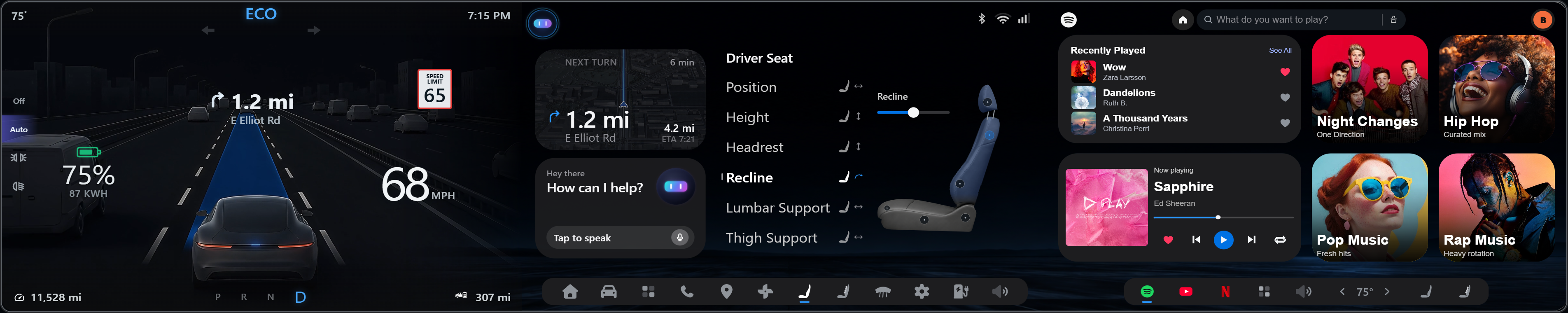 Seat control tab interface