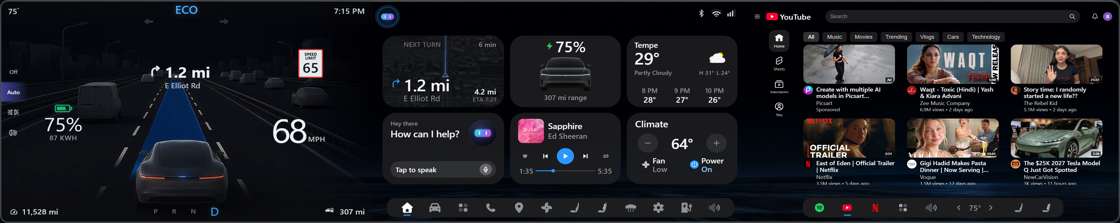 YouTube music and entertainment interface
